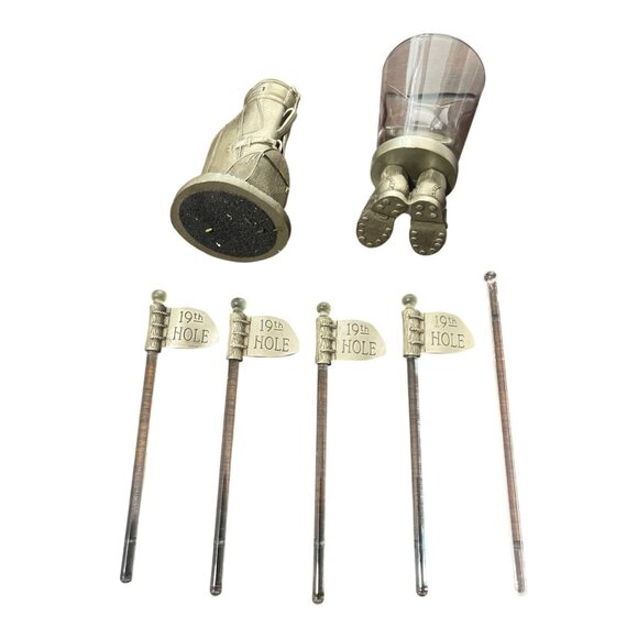 Great Shot Glass Golf Theme + Pewter Golf Bag & 19th Hole Acrylic Stir Stick Set - Picture 4 of 7